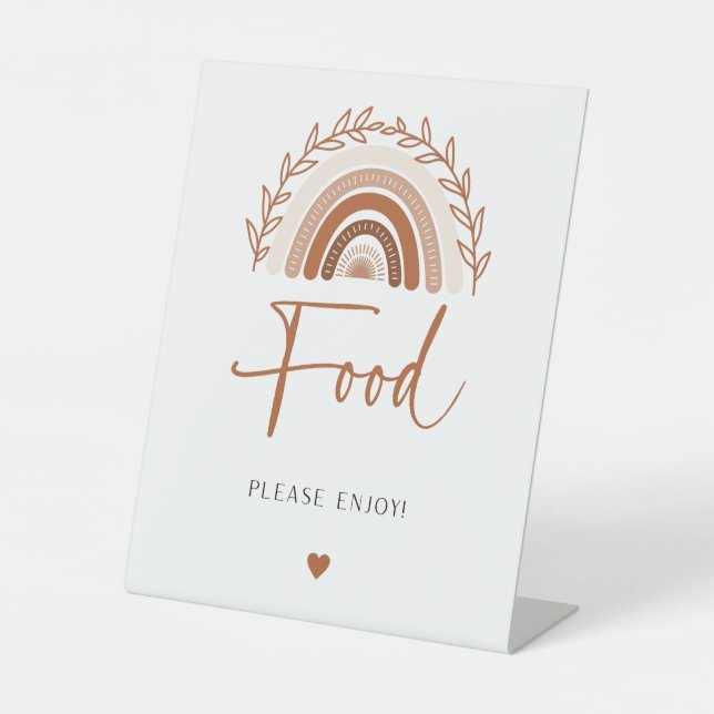 Boho Rainbow Food Sign, Terracotta Babydusche Sockelschild (Vorderseite)