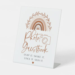Boho Rainbow Foto Guestbook Sign Sockelschild