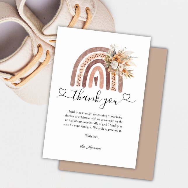 Boho Rainbow Gender Neutral Baby Shower Thank You Dankeskarte (Von Creator hochgeladen)