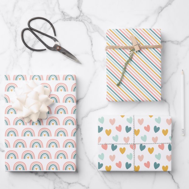 Boho Rainbow  Geschenkpapier Set (Vorderseite)