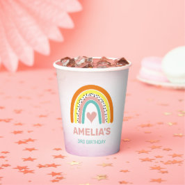 Boho Rainbow Girls Geburtstagsparty Pappbecher