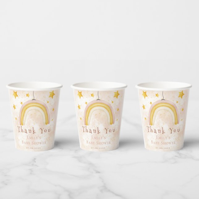 Boho Rainbow gold stars magische Staubdusche Baby  Pappbecher (Multi)