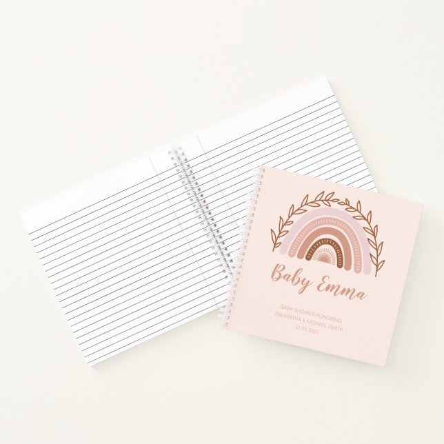 Boho Rainbow Guest Book, Terracotta Dusty Pink Notizbuch (Innenseite)