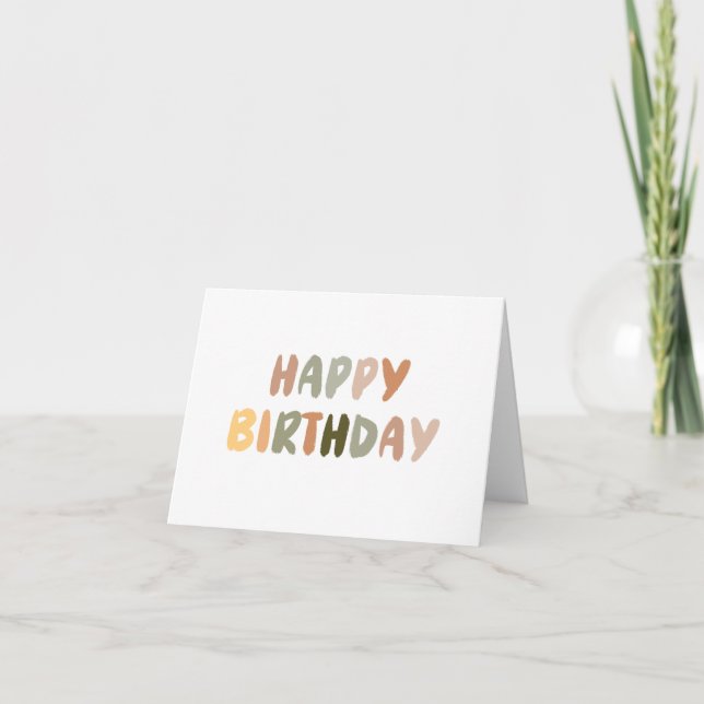 Boho Rainbow Handgeschriebene Happy Birthday Card Karte (Vorderseite)