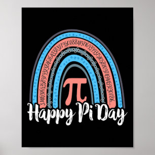 Boho Rainbow Happy Pi Day 3.14 Math Geek 3 Poster