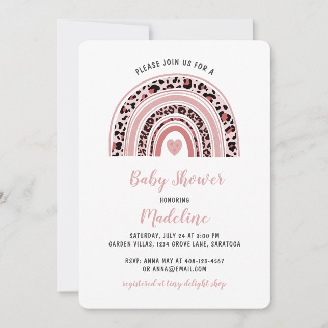 Boho Rainbow Heart Baby Shower Einladung (Vorderseite)