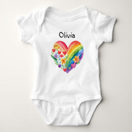 Boho Rainbow Heart Personalisiert Baby Strampler