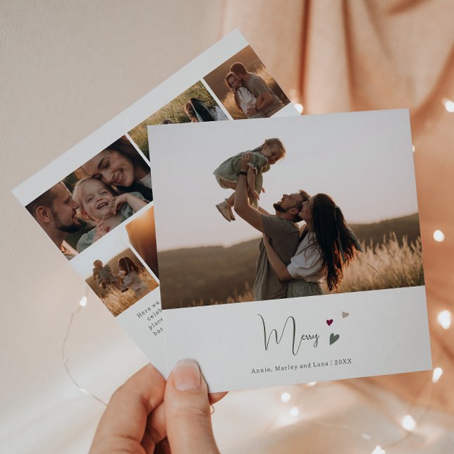 Boho Rainbow & Hearts Merry Seven Foto Weihnachten (Von Creator hochgeladen)