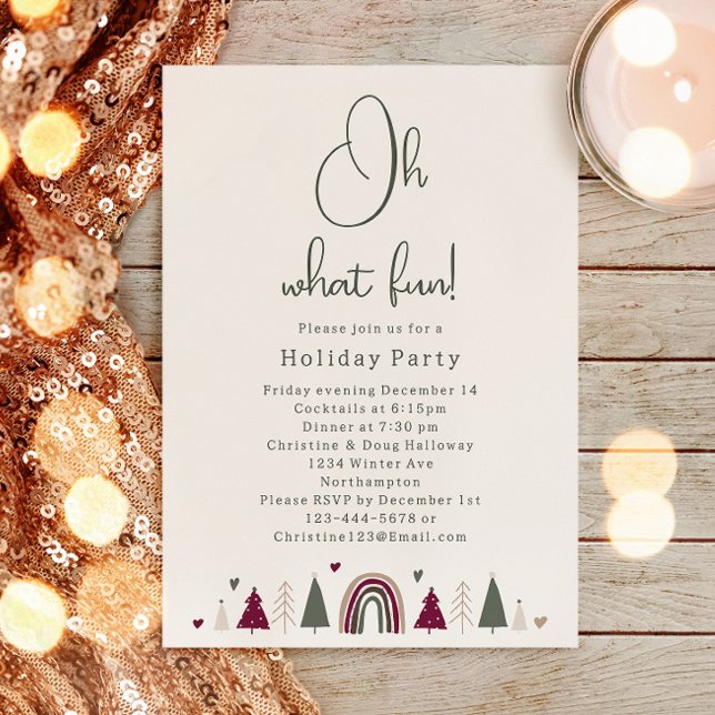 Boho Rainbow & Hearts Oh What Fun Holiday Party Einladung (Von Creator hochgeladen)
