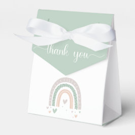Boho Rainbow Hearts Sage Baby Shower Geschenkschachtel