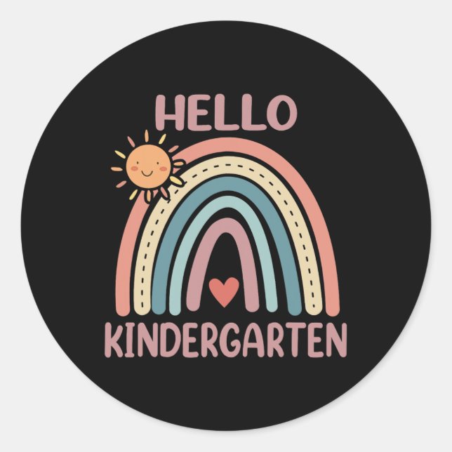 Boho Rainbow Herz für Lehrer Frauen Hallo Kinder Runder Aufkleber (Vorderseite)