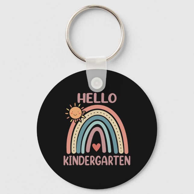 Boho Rainbow Herz für Lehrer Frauen Hallo Kinder Schlüsselanhänger (Vorderseite)