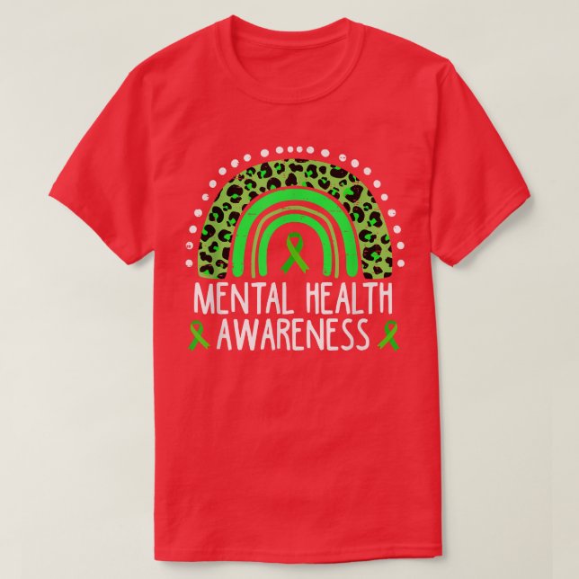 Boho Rainbow I Wear Green For Mental Health Awaren T-Shirt (Design vorne)