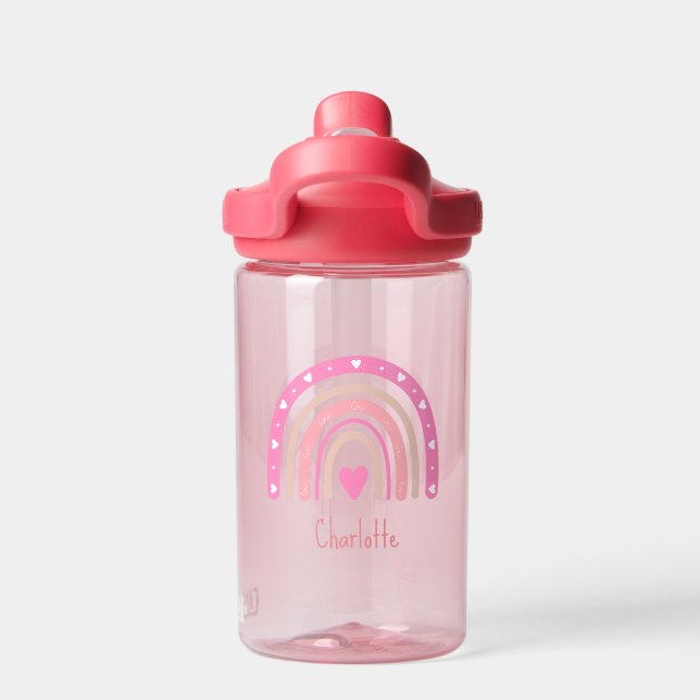 Boho Rainbow Individuelle Name Girl Trinkflasche (Rückseite)