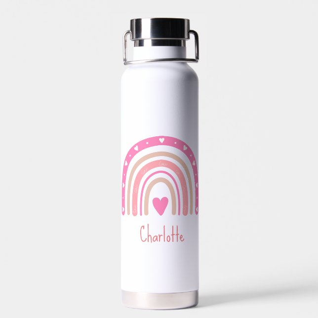 Boho Rainbow Individuelle Name Girl Trinkflasche (Rückseite)