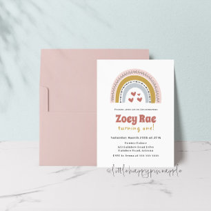 Boho Rainbow Invitation d'anniversaire
