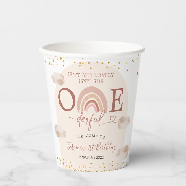 Boho Rainbow ist nicht einmal ihr Geburtstag Pappbecher (Vorderseite)