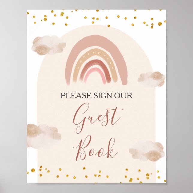 Boho Rainbow ist nicht She Onederful Guest Book Poster (Vorne)