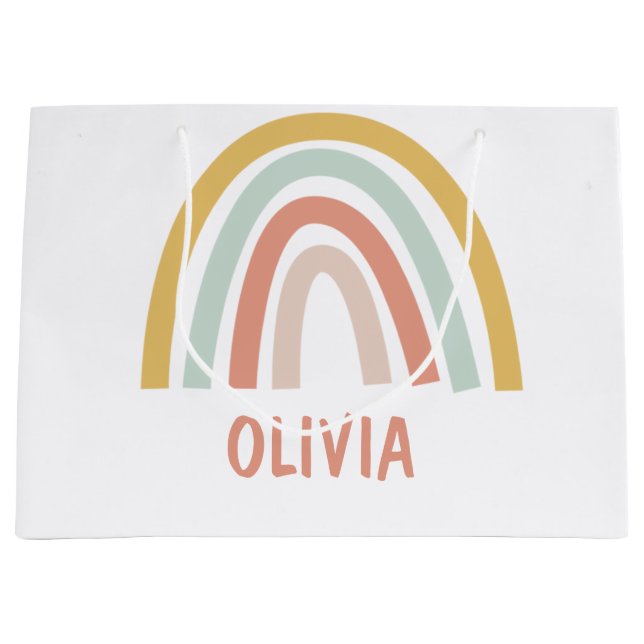 Boho Rainbow Kids Personalisiert Große Geschenktüte (Vorderseite)