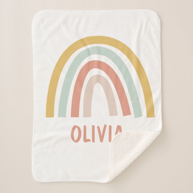 Boho Rainbow Kids Personalisiert Sherpadecke (Vorderseite)