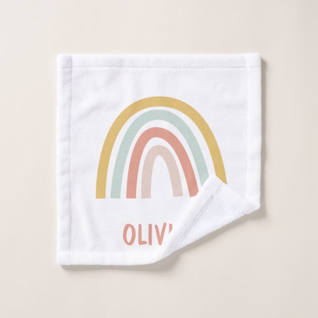 Boho Rainbow Kids Personalisiert Waschlappen (Waschlappen)