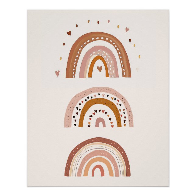 Boho Rainbow Kinderzimmer Wall Art, Neutrale Kinde Poster (Vorderseite)