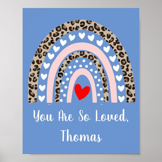 Boho Rainbow Leopard Pattern Hearts Boy Kinderzimm Poster (Vorne)