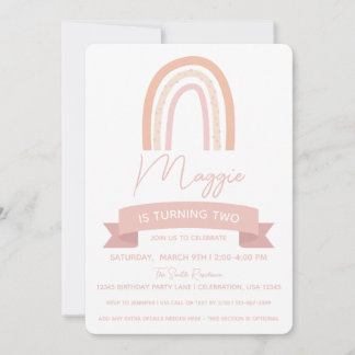 Boho Rainbow Little Girl Birthday Einladung