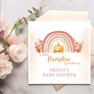 Boho Rainbow Little Pumpkin Fall Baby Shower Serviette