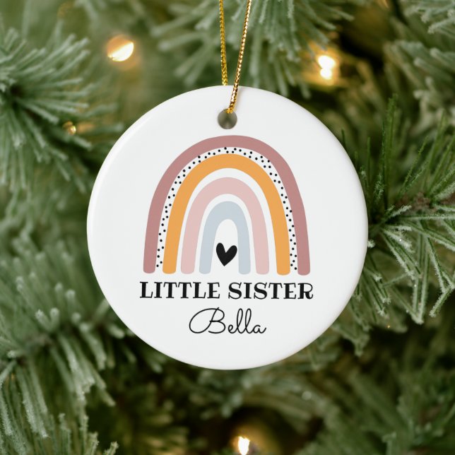 Boho Rainbow Little Sister Keramik Ornament (Baum)