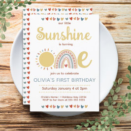 Boho Rainbow | Little Sunshine Erster Geburtstag Einladung
