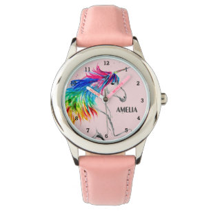 Boho Rainbow Magische Niedliche Girls Einhorn Pink Armbanduhr