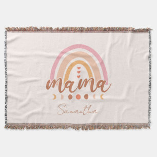 Boho Rainbow Mama mit Mondphasen Decke