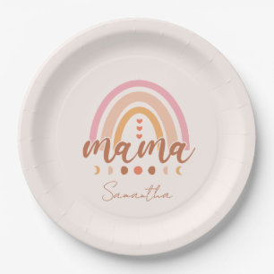 Boho Rainbow Mama mit Mondphasen Pappteller