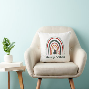 Boho Rainbow Merry Vibes Retro Christmas Kissen