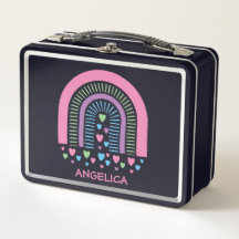 Boho Rainbow Metal Lunch Box für Herz und Streifen