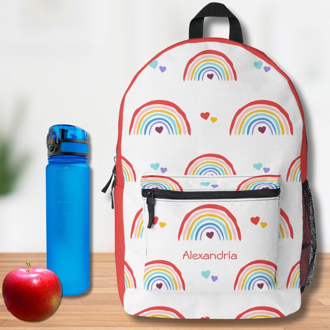 Boho Rainbow mit Herz-Monogramm Bedruckter Rucksack (Von Creator hochgeladen)