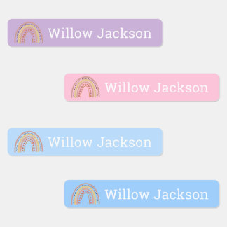Boho Rainbow mit Liebe Herz Personalisiert School Etiketten