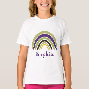 Boho Rainbow mit Personalisiertem Namen in grün T-Shirt