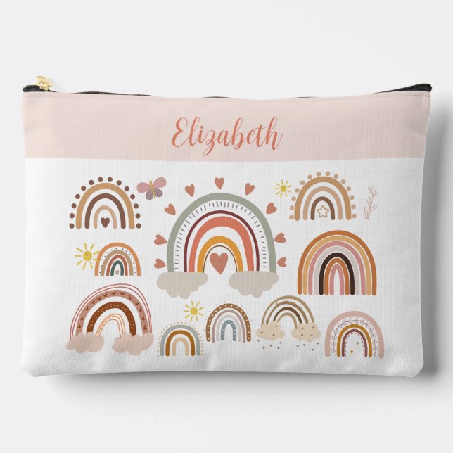 Boho Rainbow Monogram Zubehörtasche (Vorderseite)