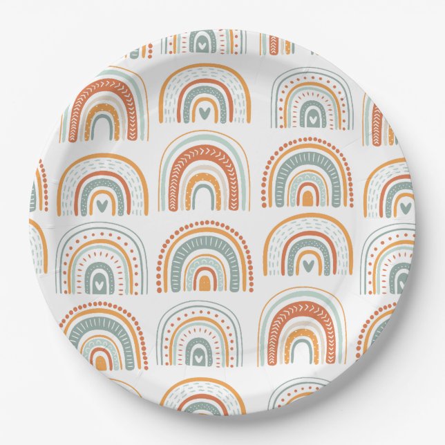 Boho Rainbow MR Onederful Birthday Party Pappteller (Vorderseite)