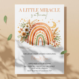 Boho Rainbow Neutral Baby Shower  Einladung