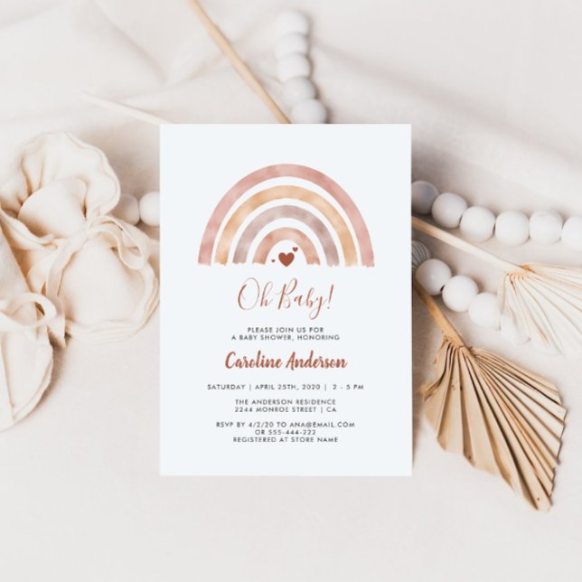 Boho Rainbow Neutral Baby Shower Einladung (Von Creator hochgeladen)