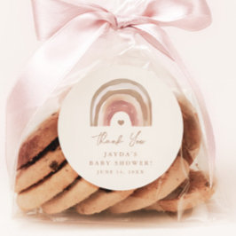 Boho Rainbow Neutral Baby Shower Vielen Dank Runder Aufkleber