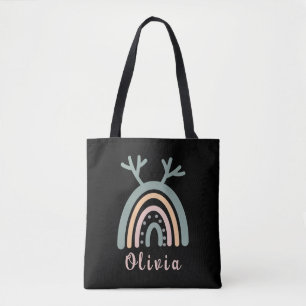 Boho Rainbow Niedlich mit Personalisiertem Namen Tasche