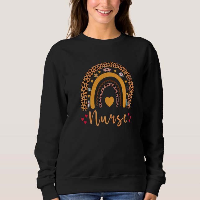 Boho Rainbow Nurse School Nurse Boho Leopard Rainb Sweatshirt (Vorderseite)