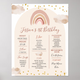 Boho Rainbow Onedere 1. Jahr Geburtstag Meilenstei Poster