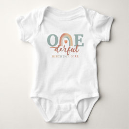 Boho Rainbow Onederful Birthday Girl Baby Bodysuit Strampler