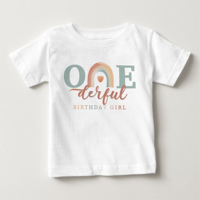 Boho Rainbow Onederful Birthday Girl T - Shirt - 1 (Vorderseite)