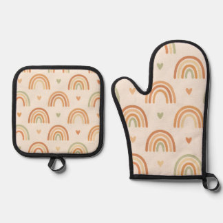 Boho Rainbow Oven Mitt & Pot Holder Set